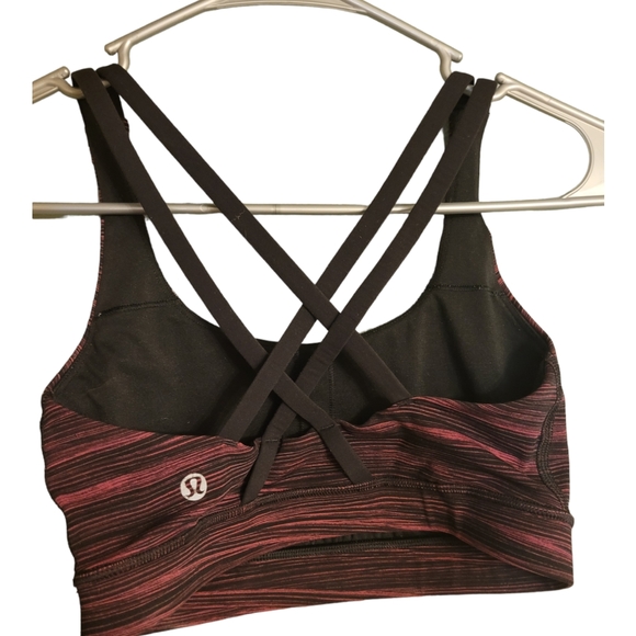 Lululemon Low Tide Blush Berry Black Energy Cross Strap Sports Bra size 4 - Picture 5 of 8